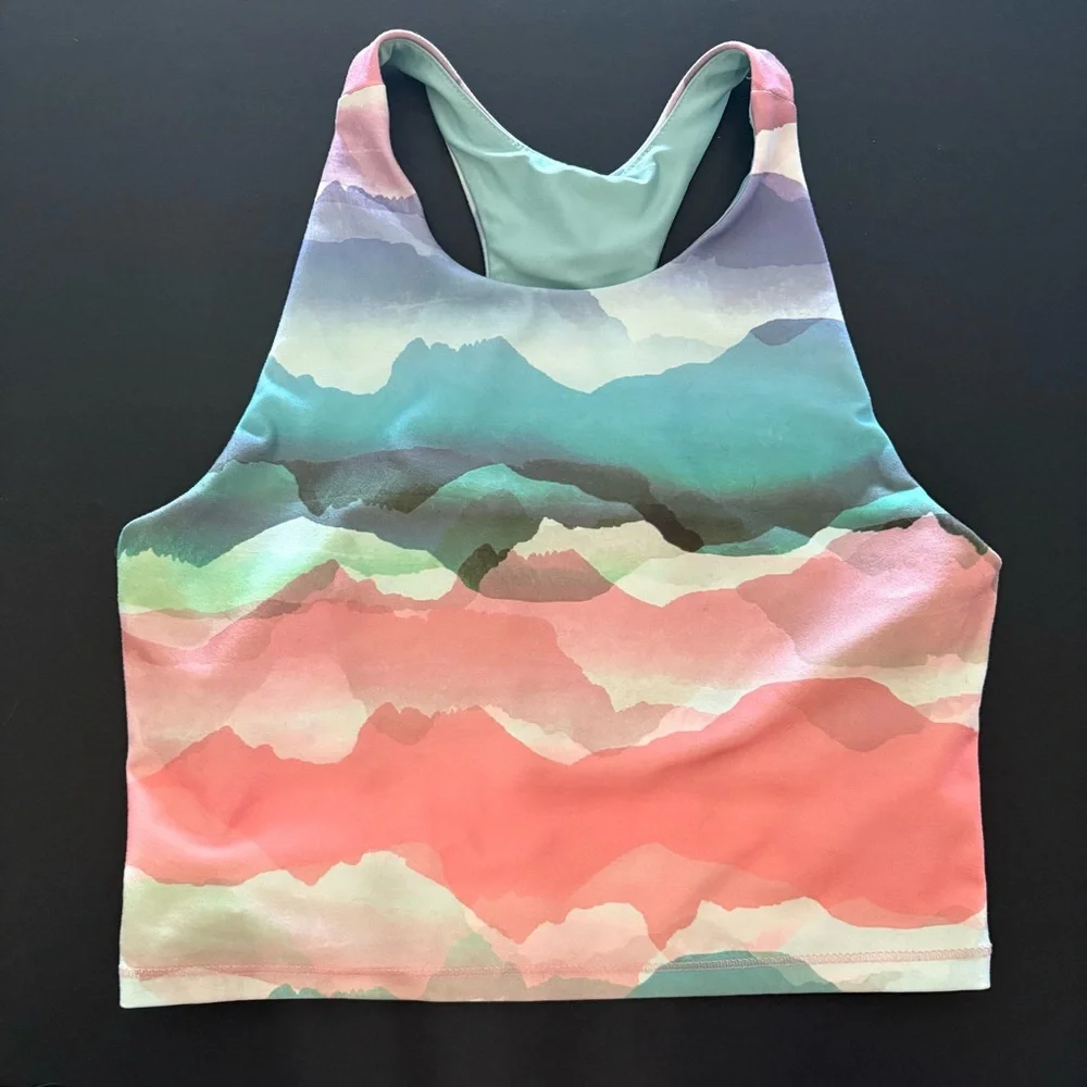 DSG Girl's Sports Tank Top, Multicolor Mountain Print XL (16) Activewear Top